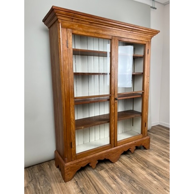 Antique Country Pine Glass Door Book Case Probably Pennsylvania or Virginia c. Mid 19th Century