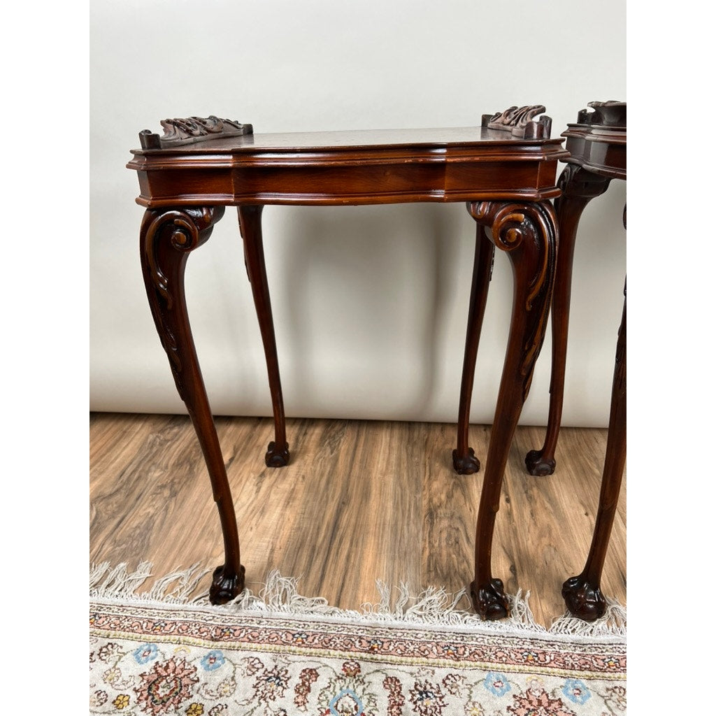 Vintage Pair of Georgian Style Ball and Claw Foot End Tables c. 1940