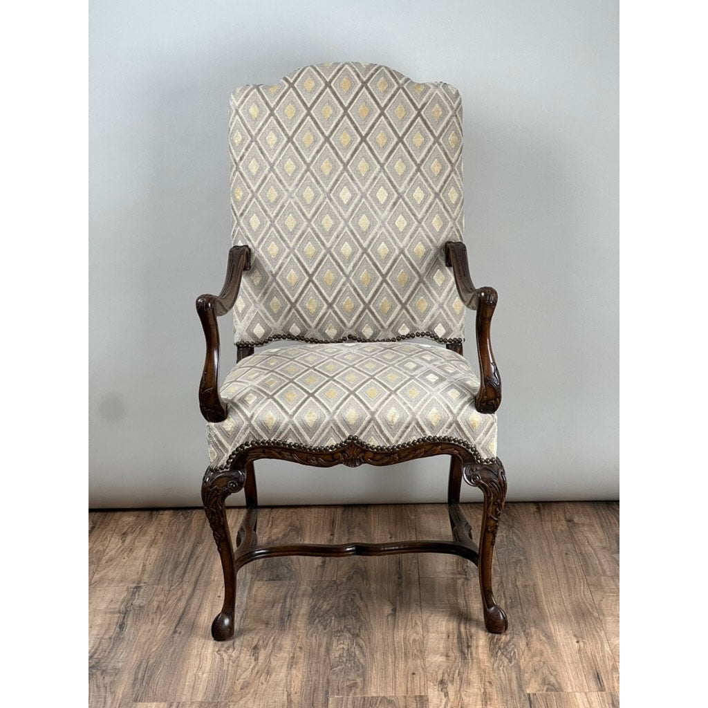 Antique French Régence Style Carved Mahogany Arm Chair, c. Early 19th Century