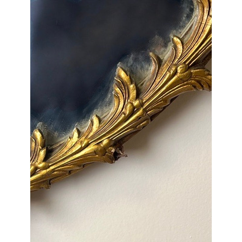 Antique Victorian Round Gilt Wood Wall Mirror
