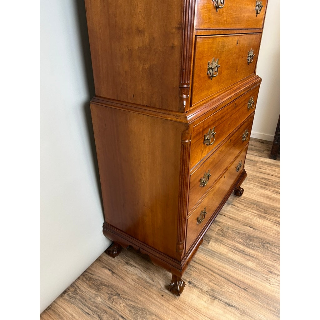 Rare Antique Chippendale Cherry Chest on Chest Attr. Nathan Booth, Woodbury CT c. 1760