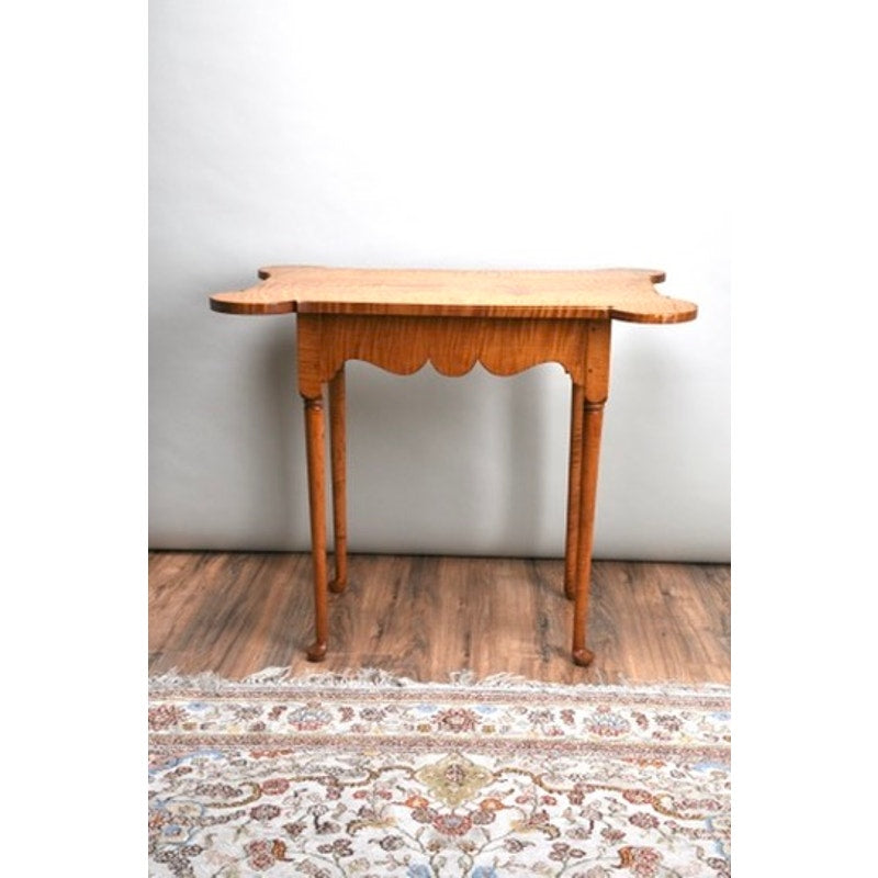 Vintage Queen Anne Style Tiger Maple Cookie Corner Tea Table