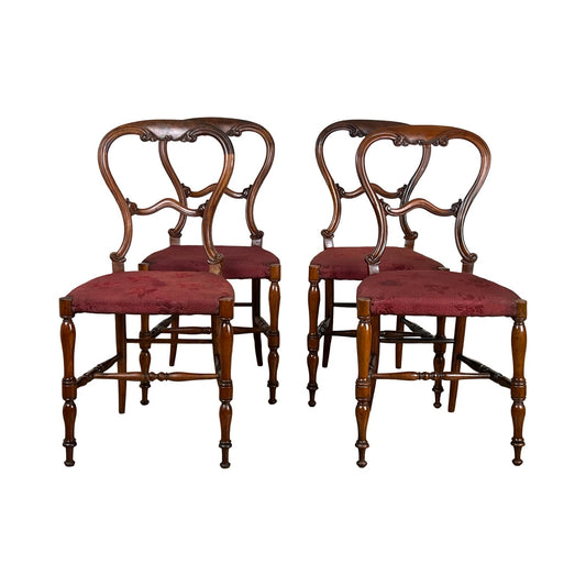 Antique Set of Four English William IV Walnut Chairs by Gillow & Co. London c. 1835