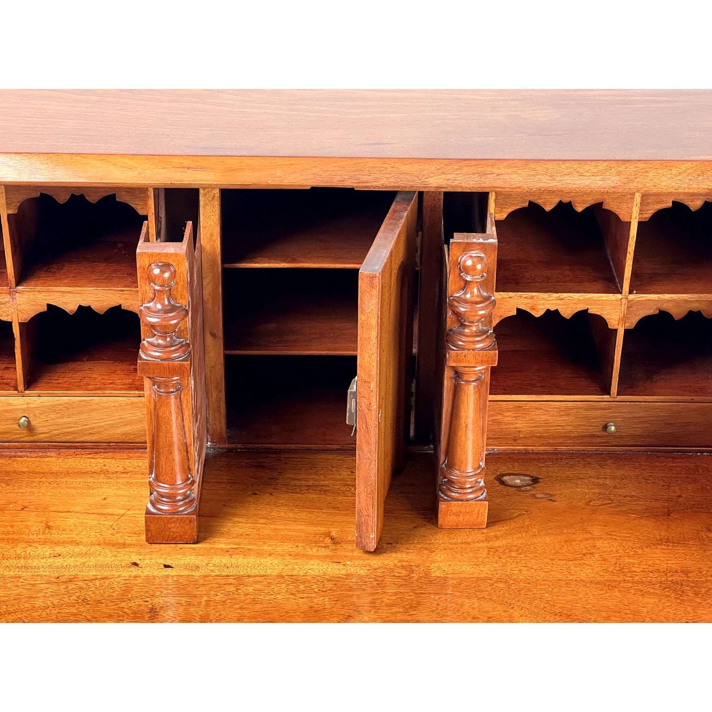 Antique Chippendale Style Mahogany Block Front Secretary c. 1910