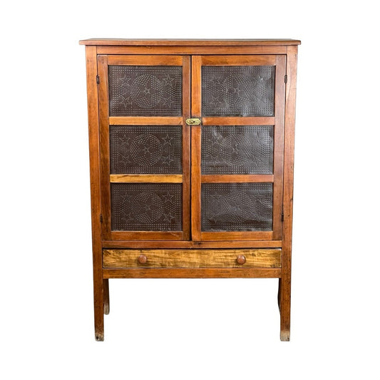 Antique Country Pine and Punched Tin Pie Safe c. Early 19th Century