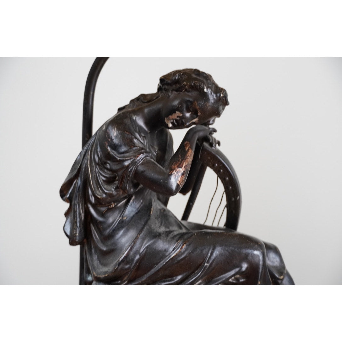 Vintage Pair of Art Nouveau Bronze Finish Figural Lamps c. 1920