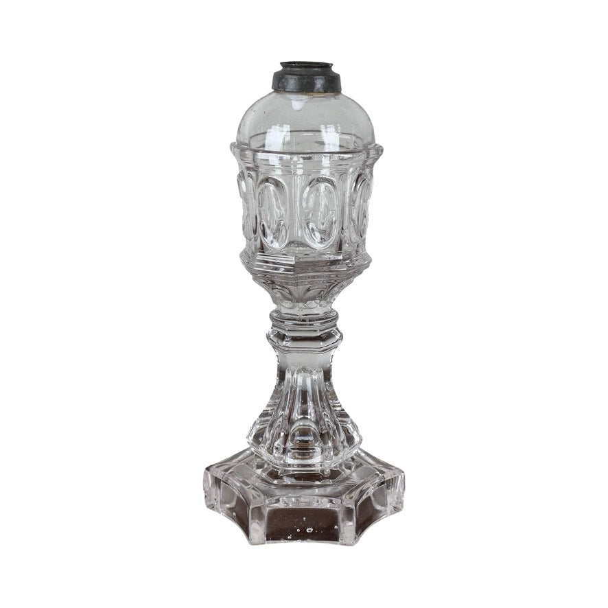 Antique Boston Sandwich Glass Whale Oil Lamp c. Mid 19th Century