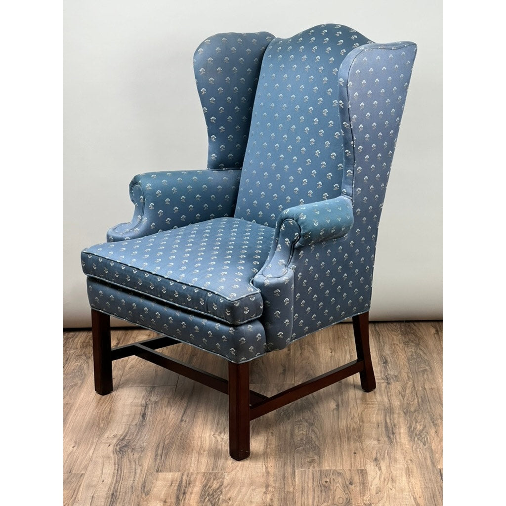 Vintage Blue Wingback Arm Chair by Laine
