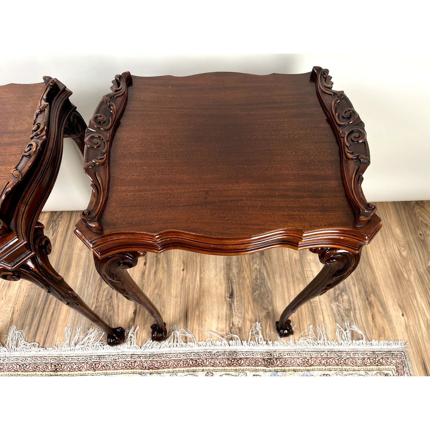 Vintage Pair of Georgian Style Ball and Claw Foot End Tables c. 1940