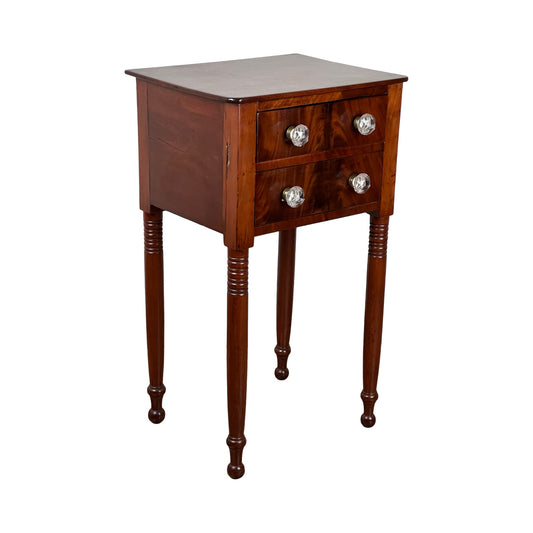 Antique Mahogany Federal Period Sheraton Two Drawer Stand c. 1820