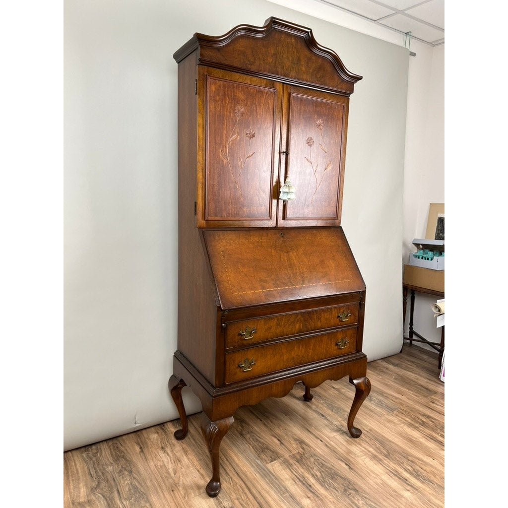 Vintage Mahogany Queen Anne Slant Front Secretary by Maddox c. 1950