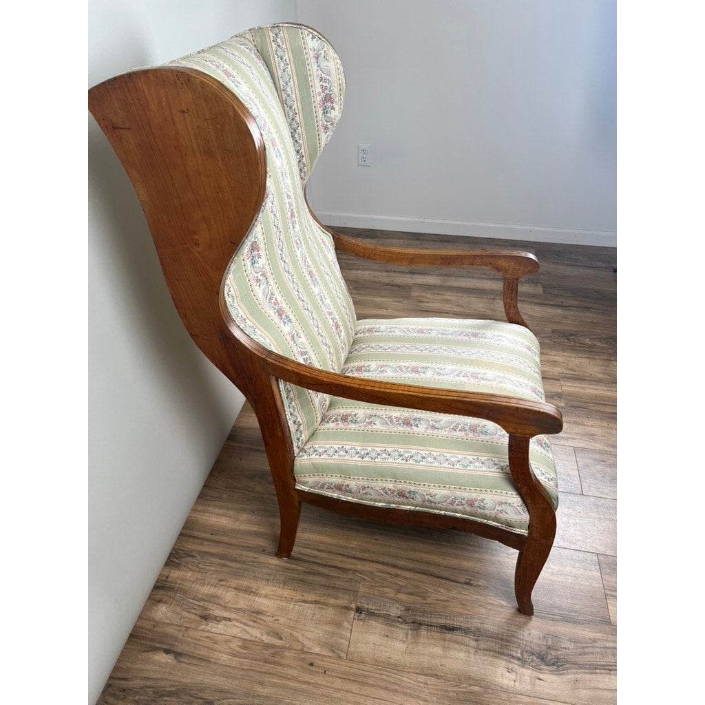 Antique 19th Century Biedermeier Fruitwood Wing Back Chair Probably German or Austrian