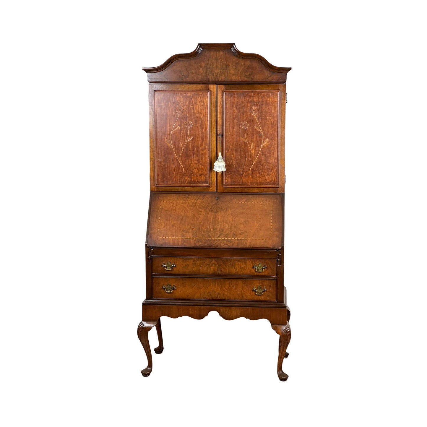 Vintage Mahogany Queen Anne Slant Front Secretary by Maddox c. 1950
