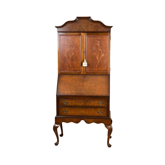 Vintage Mahogany Queen Anne Slant Front Secretary by Maddox c. 1950