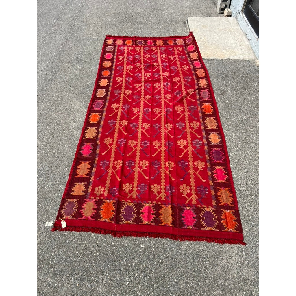 Vintage Handmade Bulgarian Thracian Kilim Flat Weave Rug c. Early 20th Century 5’4 x 11’7