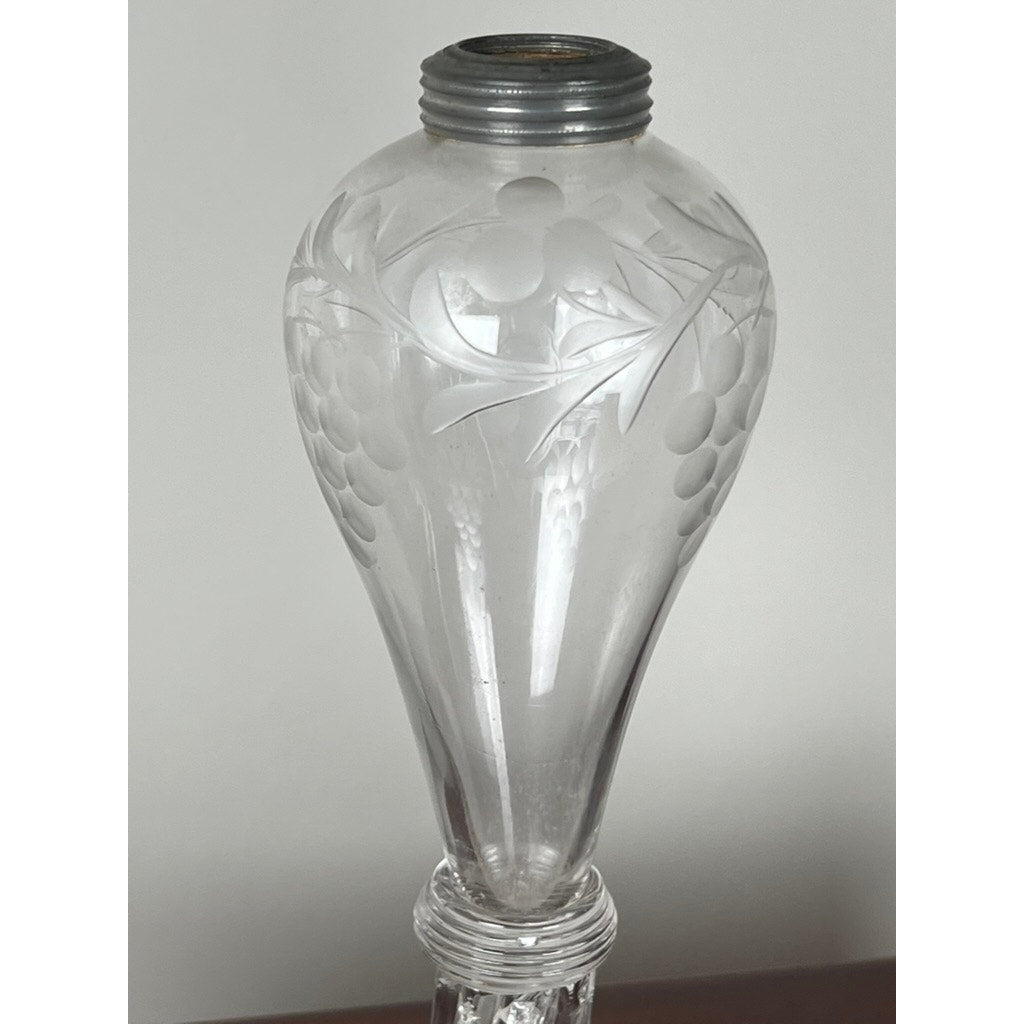Pair Antique Sandwich Glass Whale Oil Lamps c. 1820