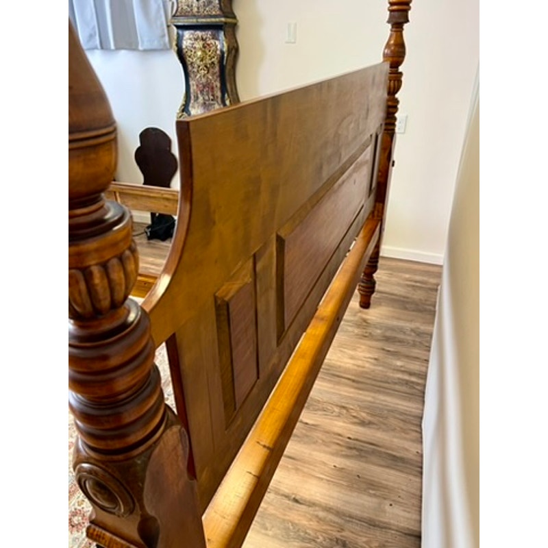 Antique 19th Century Sheraton Field Bed Resized to King by Leonards New England Seekonk, MA