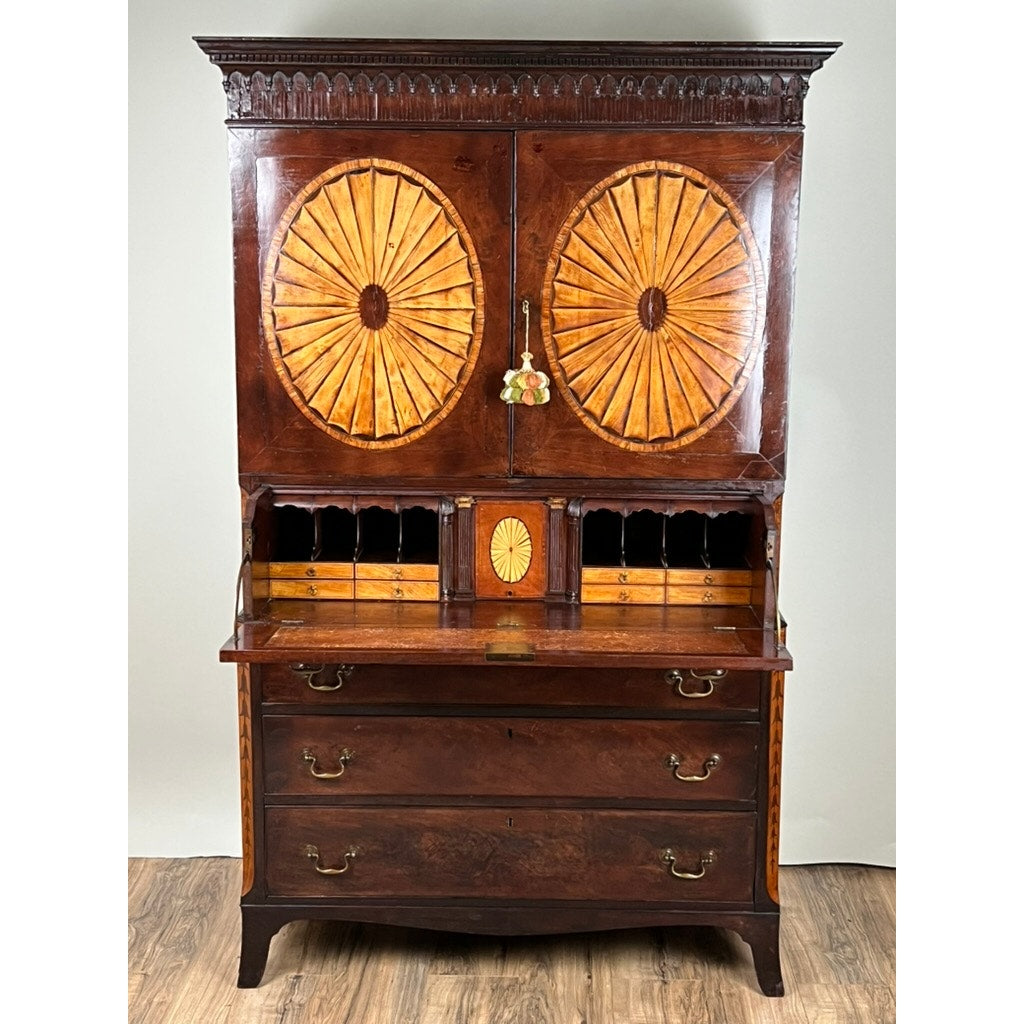 Antique George III Mahogany Wardrobe and Butlers Secretary c. Late 18th Century