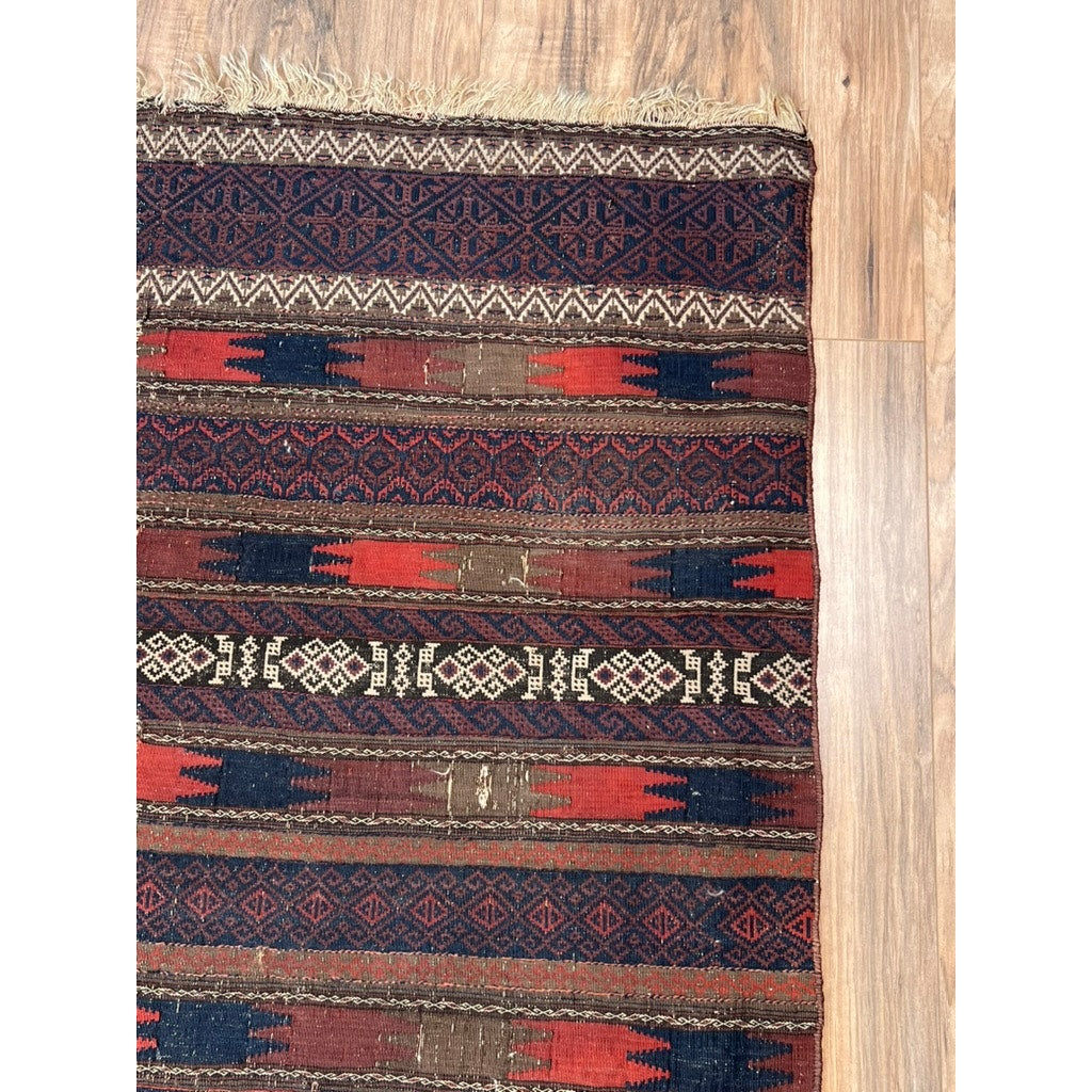 Antique Afghan Baluch Kilim Rug c. Late 19th Century 2’7 x 4’8