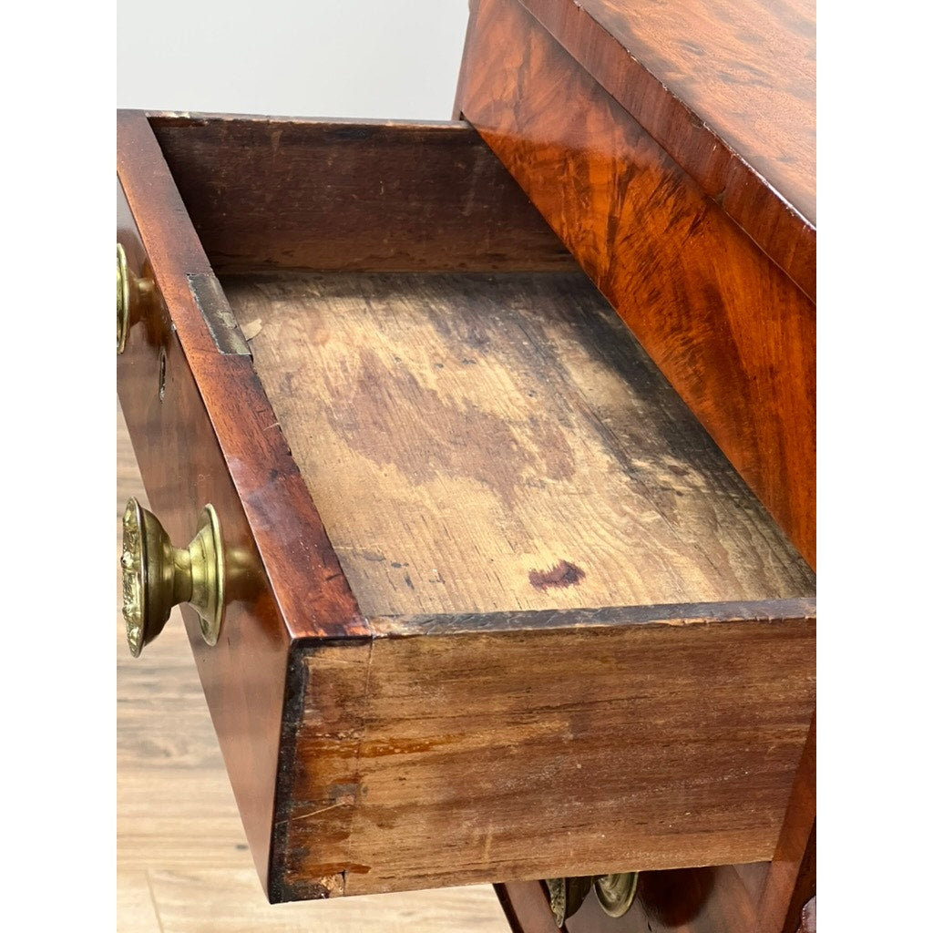 Antique Federal Period Mahogany Work Table with Pineapple Carved Pillars c. 1840