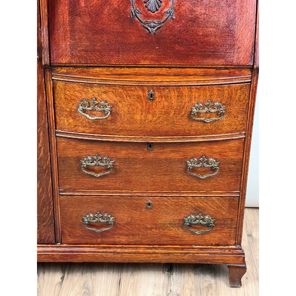 Antique Victorian Oak Side by Side Secretary c. 1900