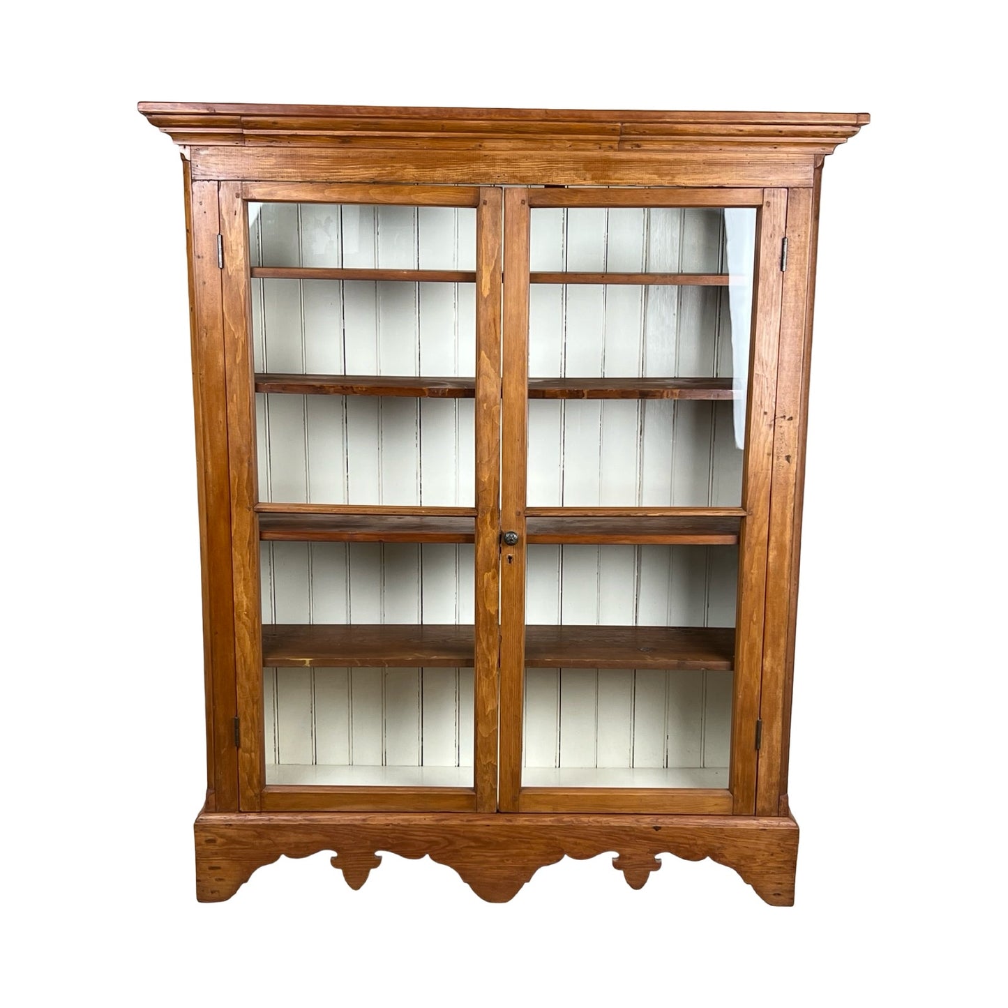 Antique Country Pine Glass Door Book Case Probably Pennsylvania or Virginia c. Mid 19th Century