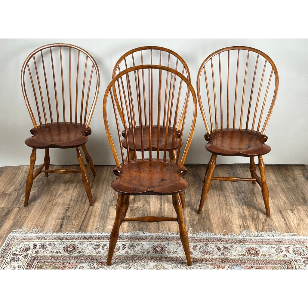 Vintage Set of Four D.R. Dimes Bow Back Windsor Chairs (Bamboo)
