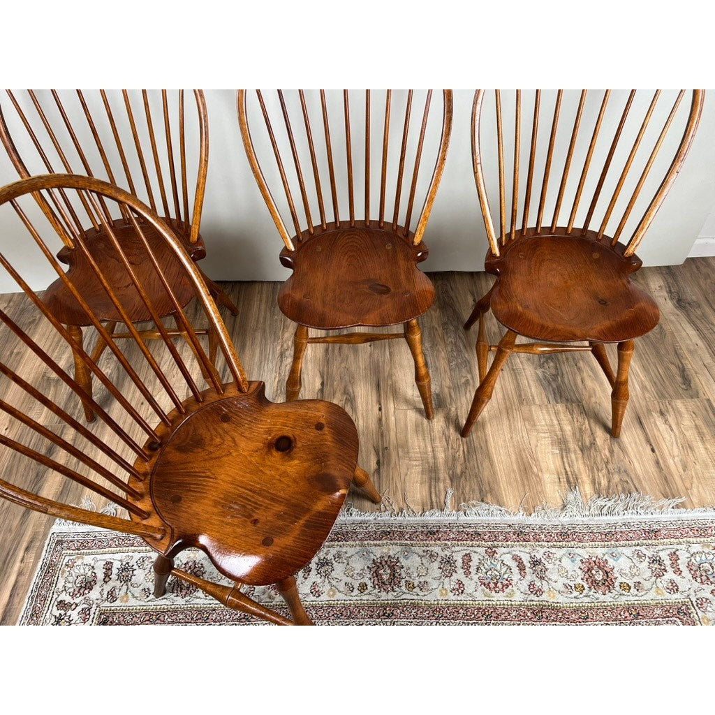 Vintage Set of Four D.R. Dimes Bow Back Windsor Chairs (Bamboo)