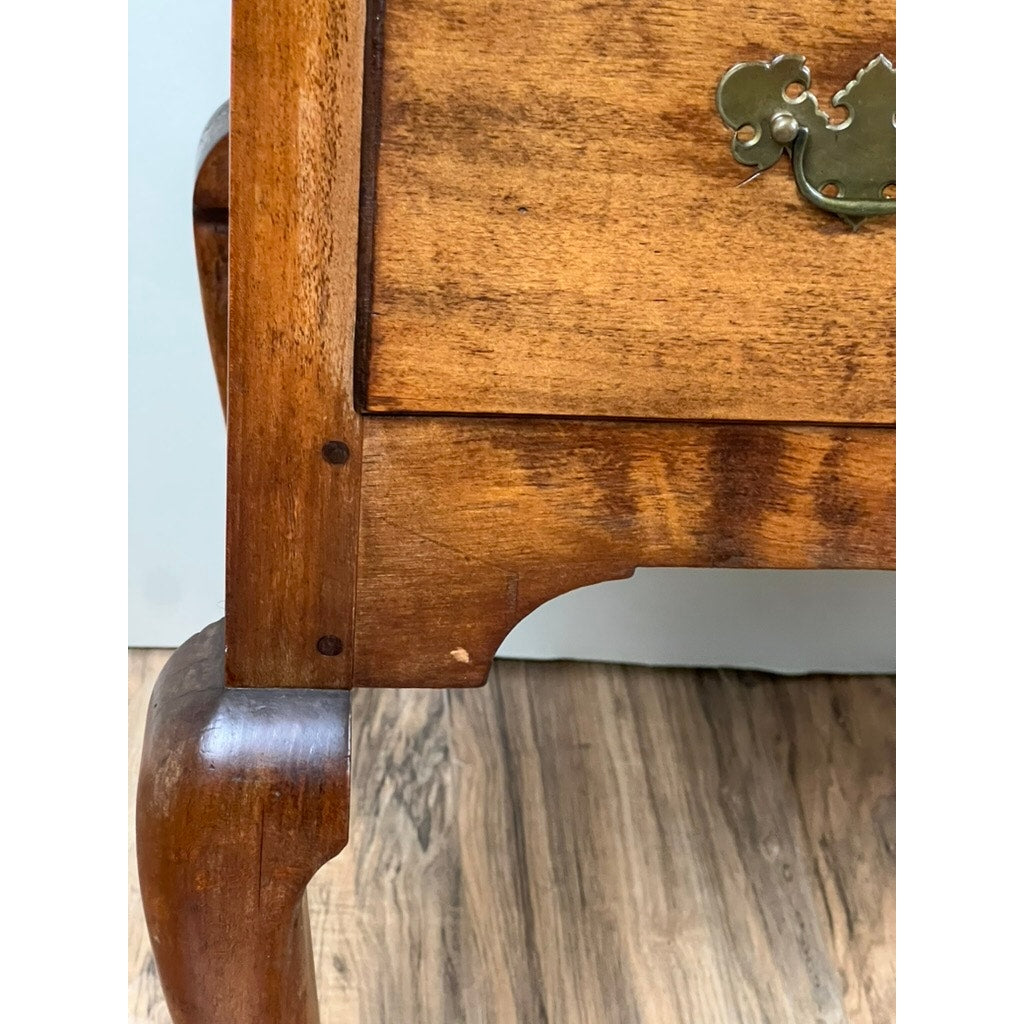 Antique 18th Century New England Maple Queen Anne Cornice Top Highboy with Slipper Feet