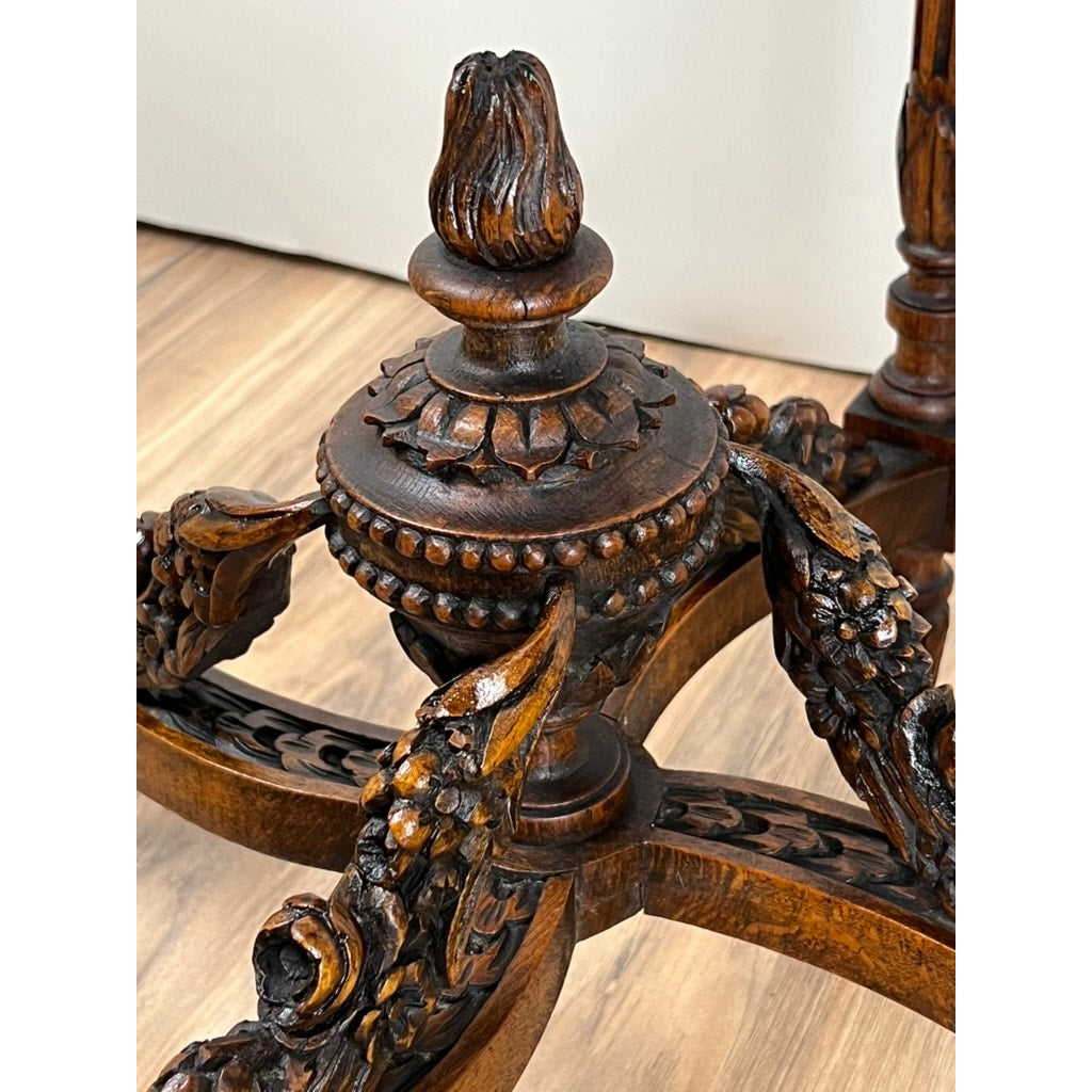 Antique Louis XVI Style Marble Top Side Table Hand Carved in Belgium c. Late 19th Century