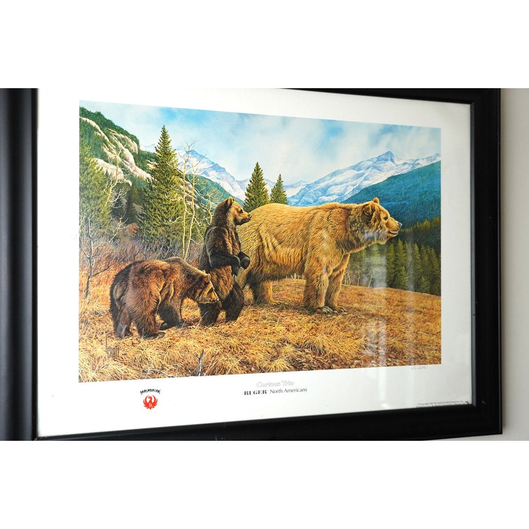 Limited Edition Print “Curious Trio” for Ruger North American by Frank Cable Signed and Numbered 186/950