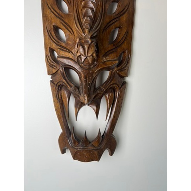 Vintage Bakunawa dragon mask wall hanging 30 inch hand carved