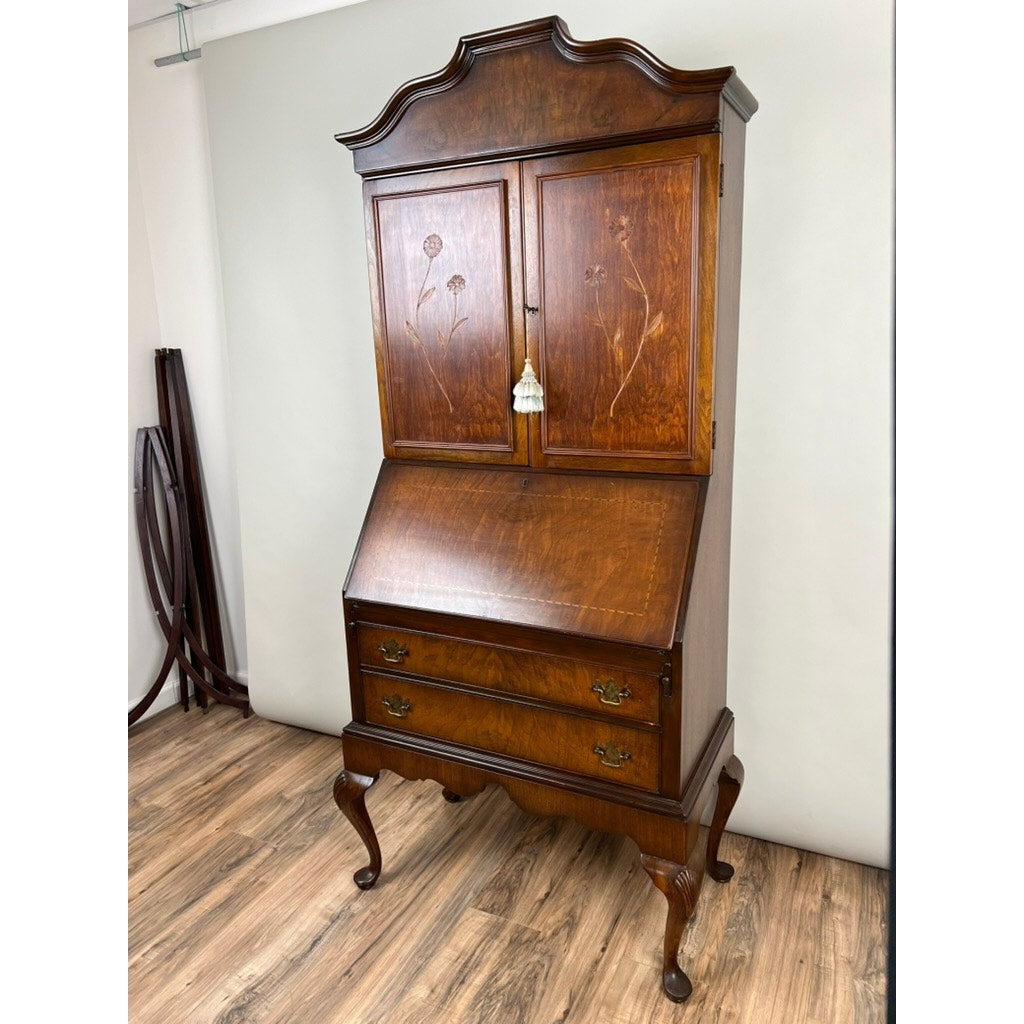 Vintage Mahogany Queen Anne Slant Front Secretary by Maddox c. 1950