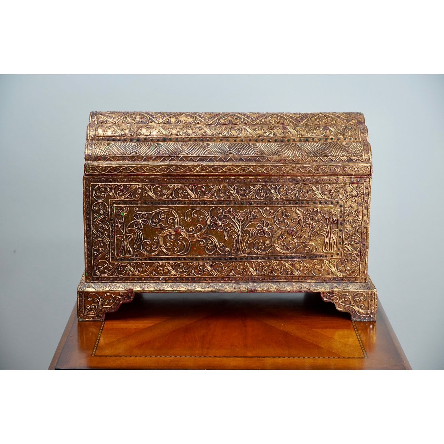 Vintage Burmese Gilt Wood Bejeweled Temple Box