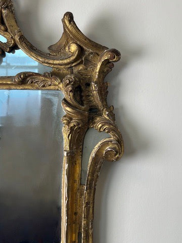 Antique Late 18th Century Italian Baroque Gilt Gesso Wall Mirror with Mirrored Openwork