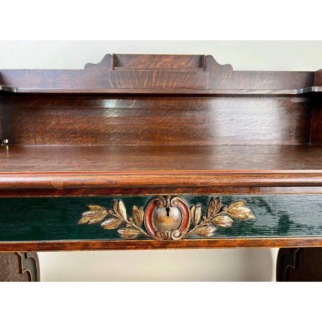 Vintage Scandinavian Solid Quarter Sawn Oak Writing Desk
