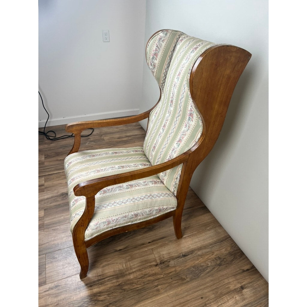 Antique 19th Century Biedermeier Fruitwood Wing Back Chair Probably German or Austrian