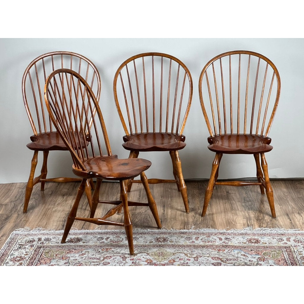 Vintage Set of Four D.R. Dimes Bow Back Windsor Chairs (Bamboo)