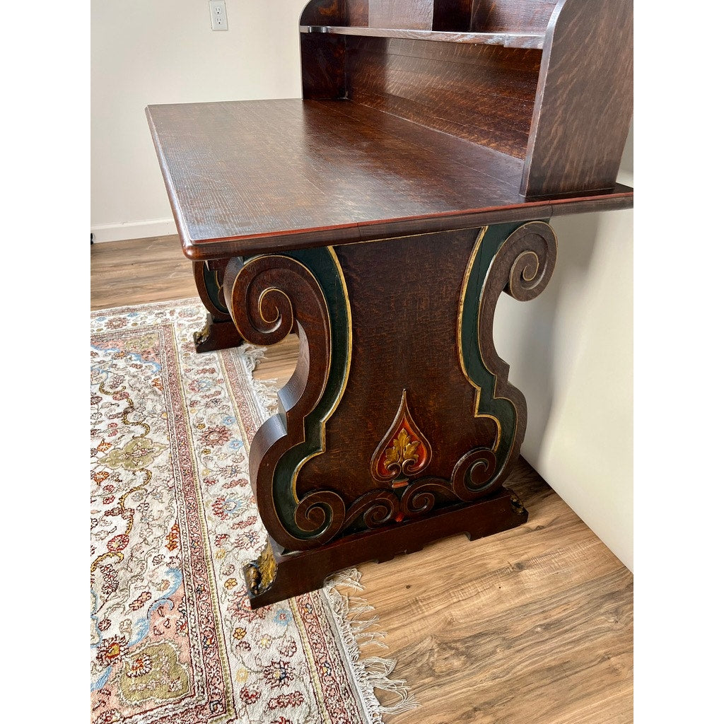 Vintage Scandinavian Solid Quarter Sawn Oak Writing Desk