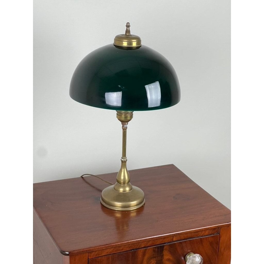 Antique Bankers Green Shade Emeralite Style Desk Lamp c. Early 20th Century