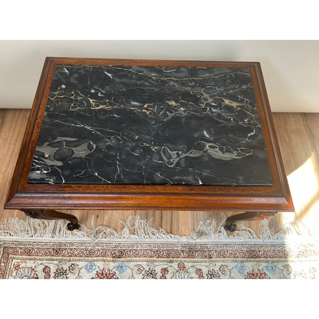 Antique French Louis XV Black Marble Top Stand with Cabriole Legs c. late 19th Century