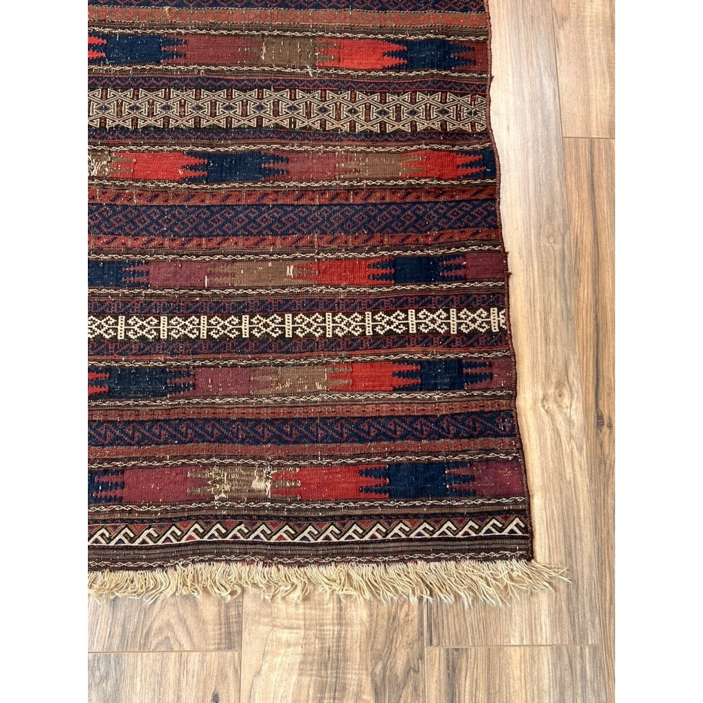 Antique Afghan Baluch Kilim Rug c. Late 19th Century 2’7 x 4’8