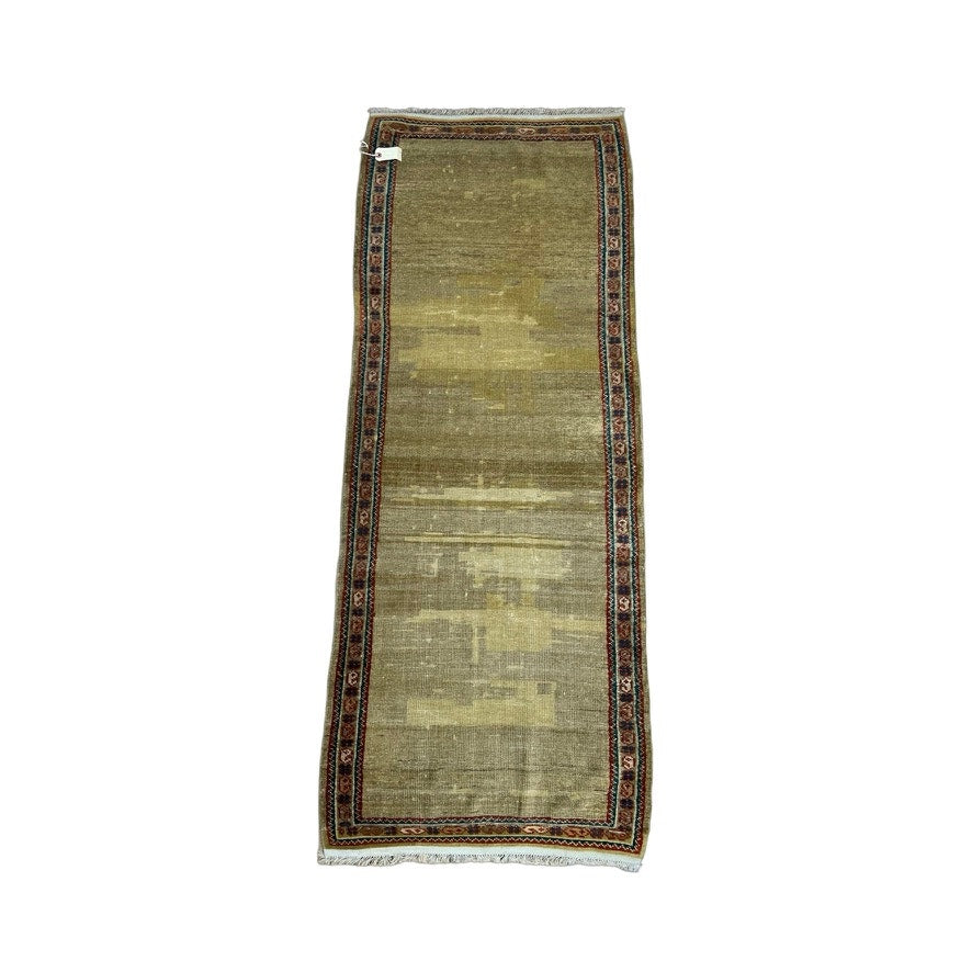 Antique Anatolian Village Runner Rug with Olive Abrash Field, c. Early 20th Century – 2’4 x 5’9