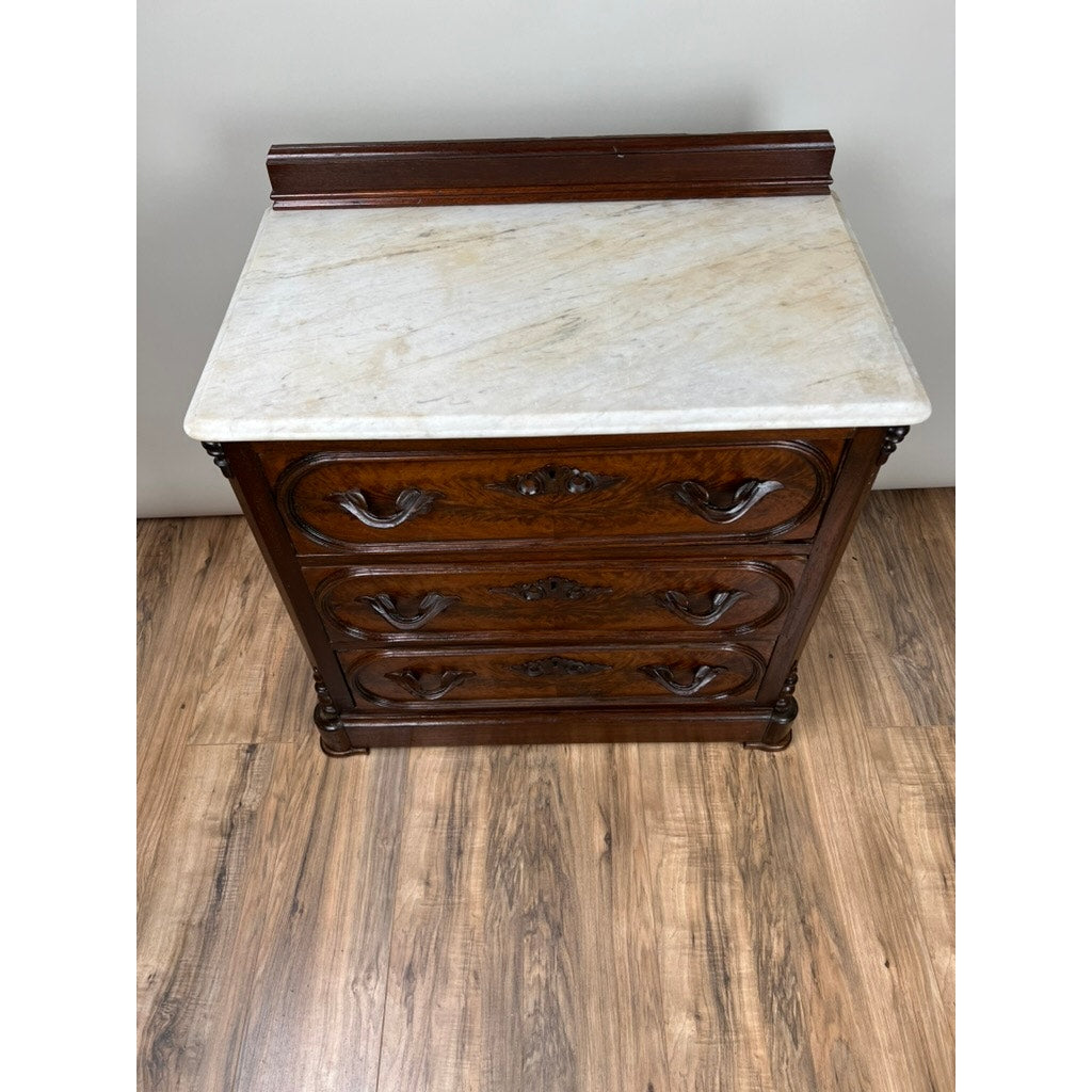 Antique Victorian Walnut Three Drawer Bachelor’s Chest c. 1880