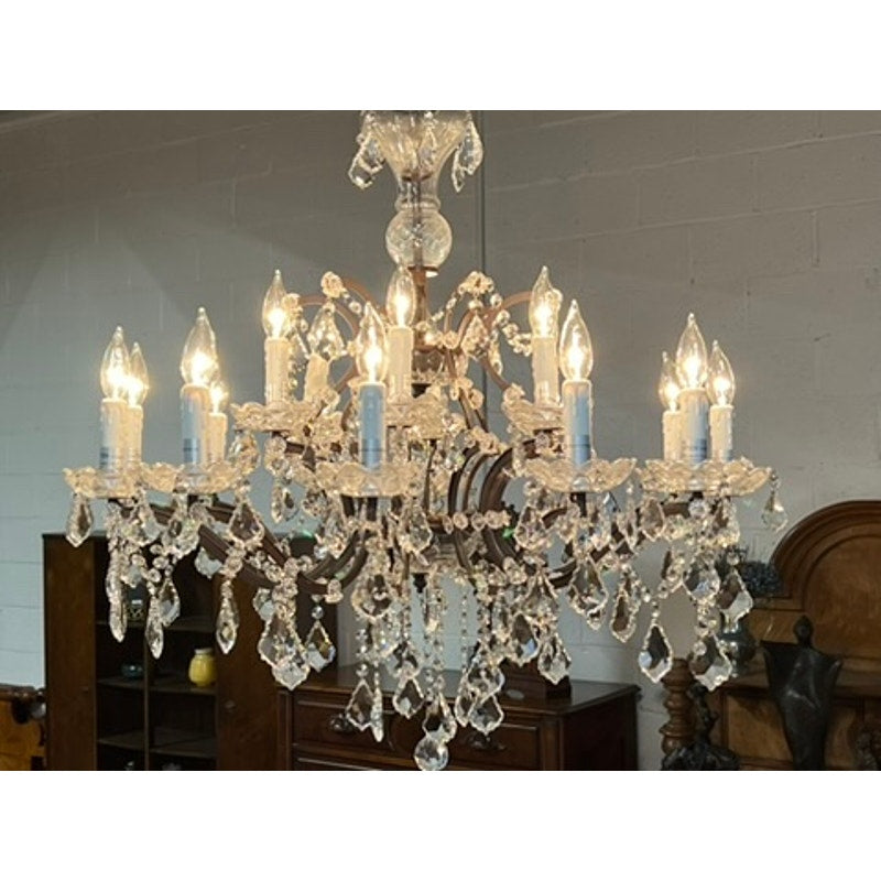 Vintage Restoration Hardware 18 Light Rococo Crystal Chandelier