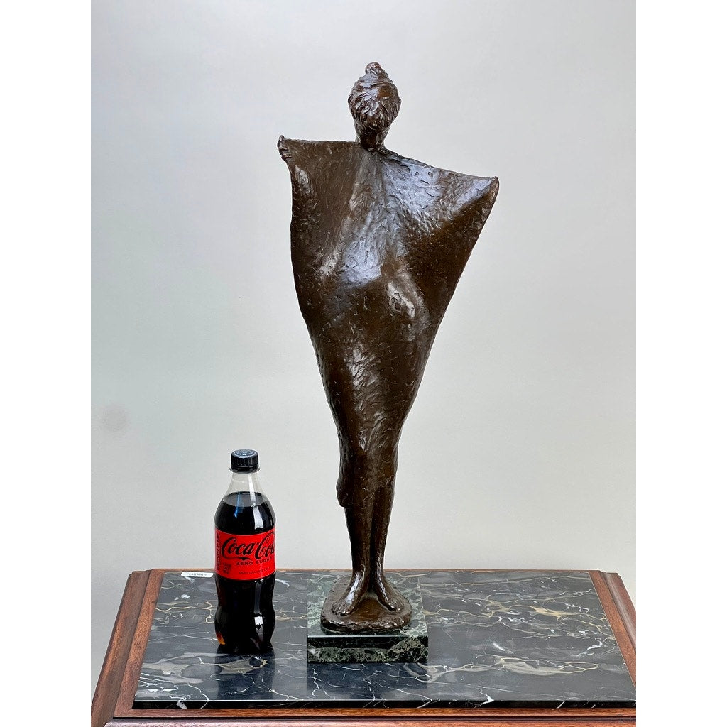 Bronze "Draped Woman" on Marble Base Signed HH (Possibly Helvi Hyvärinen) c. 1920s