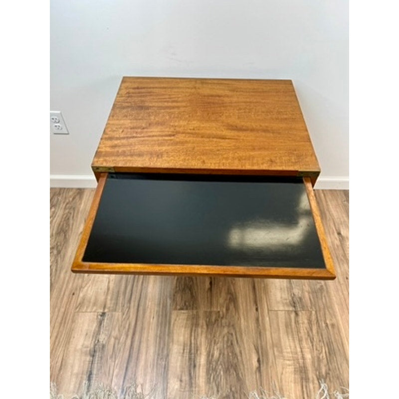 Vintage Mid-Century Modern Fruitwood Campaign Style End Table