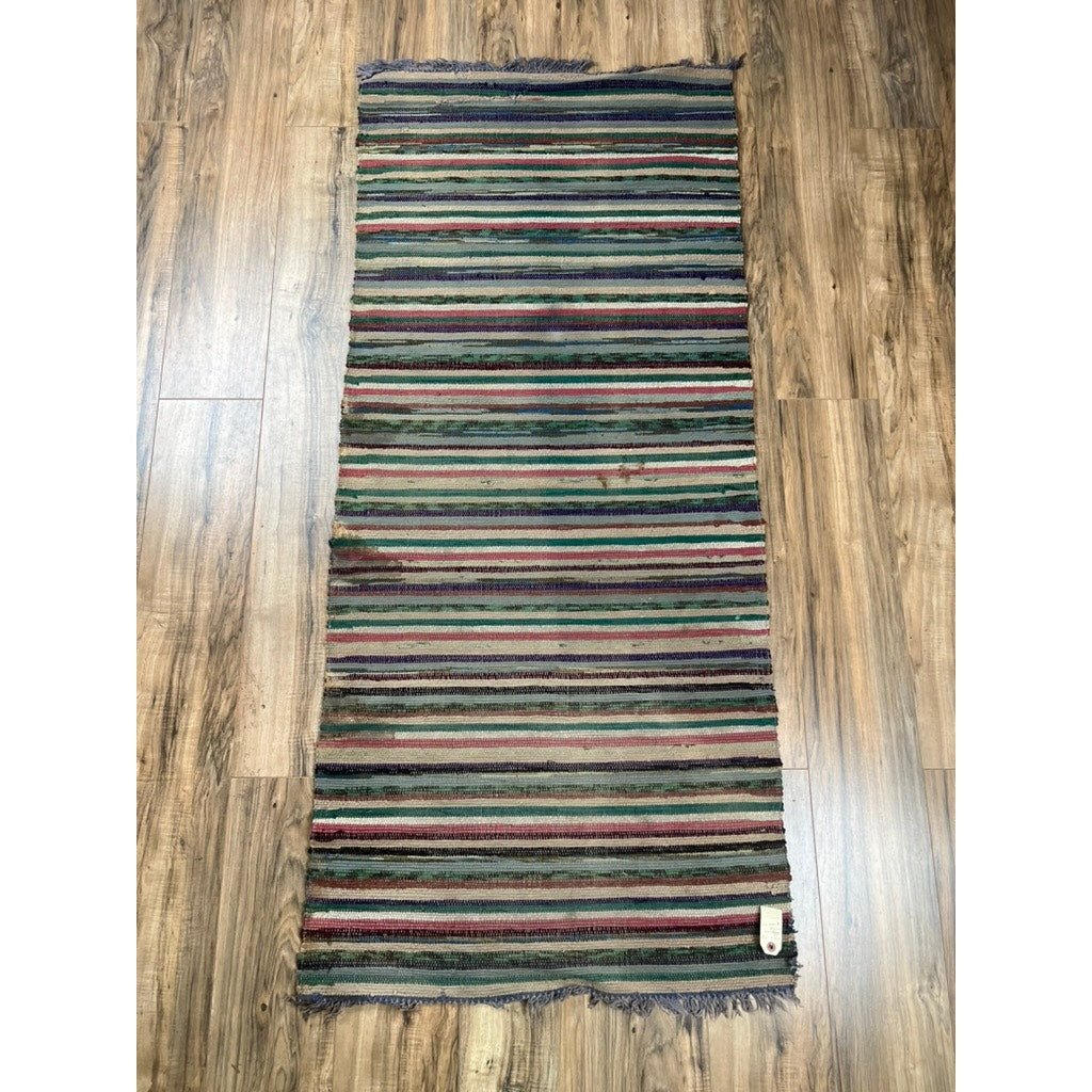 Antique American Rag Rug c. Early 20th Century 2’7 x 5’9
