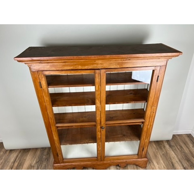 Antique Country Pine Glass Door Book Case Probably Pennsylvania or Virginia c. Mid 19th Century