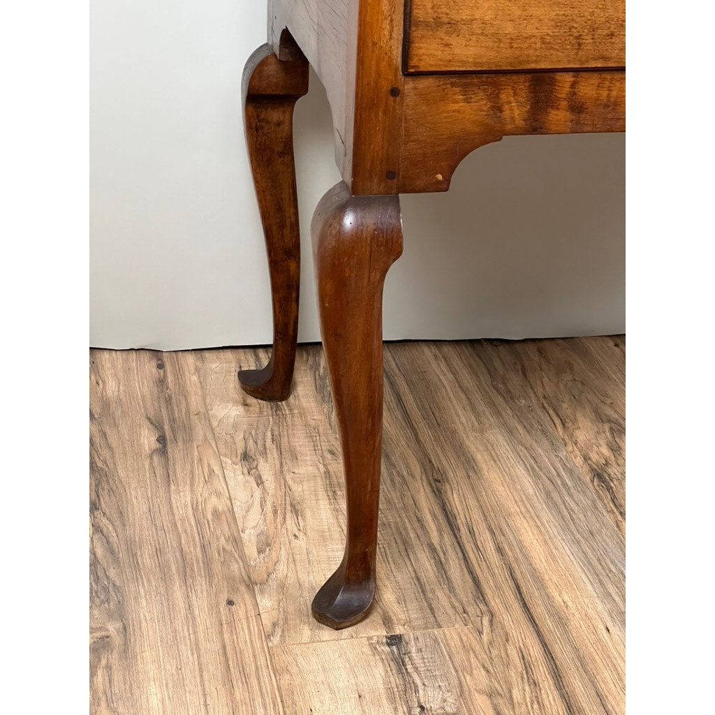 Antique 18th Century New England Maple Queen Anne Cornice Top Highboy with Slipper Feet